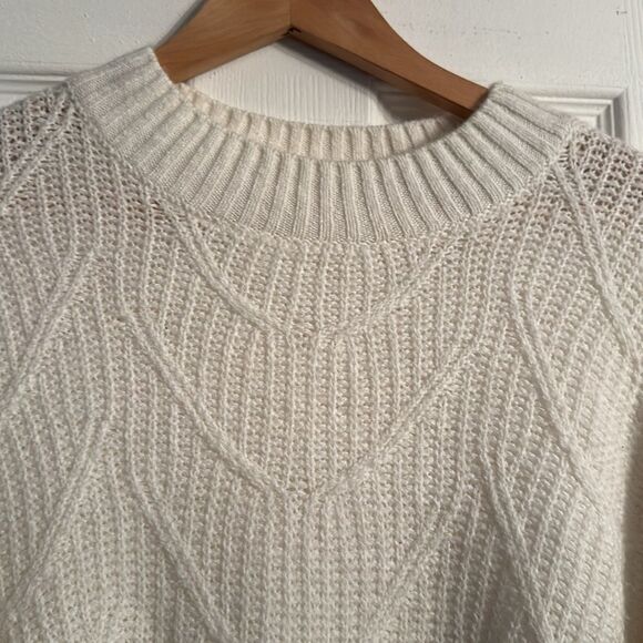 NEW $188 Splendid Women's White Chunky Knit Pullover Crewneck Sweater Size L - Picture 6 of 6